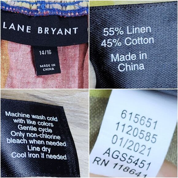 🔺️Lane Bryant Colorful Plaid Linen Blend Off-Shoulder Top Size 14-16 - Picture 11 of 13